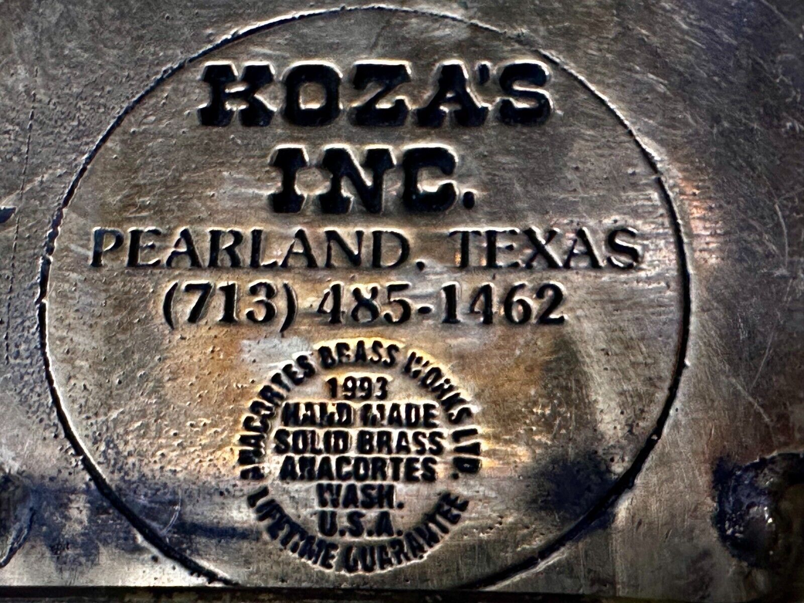 34-110 A Safe Years 1989-1993 W.V Safety Institute Award Koza's Inc Belt Buckle