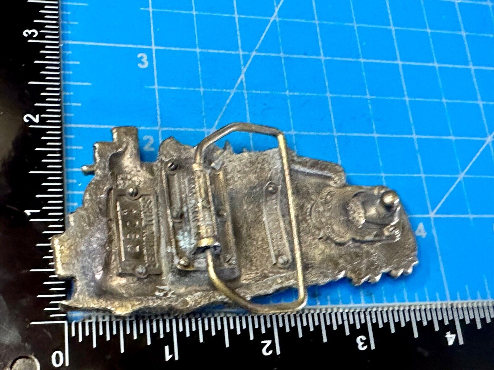 Train Rail Road Steam Engine Through cutout 1983 Great American belt buckle