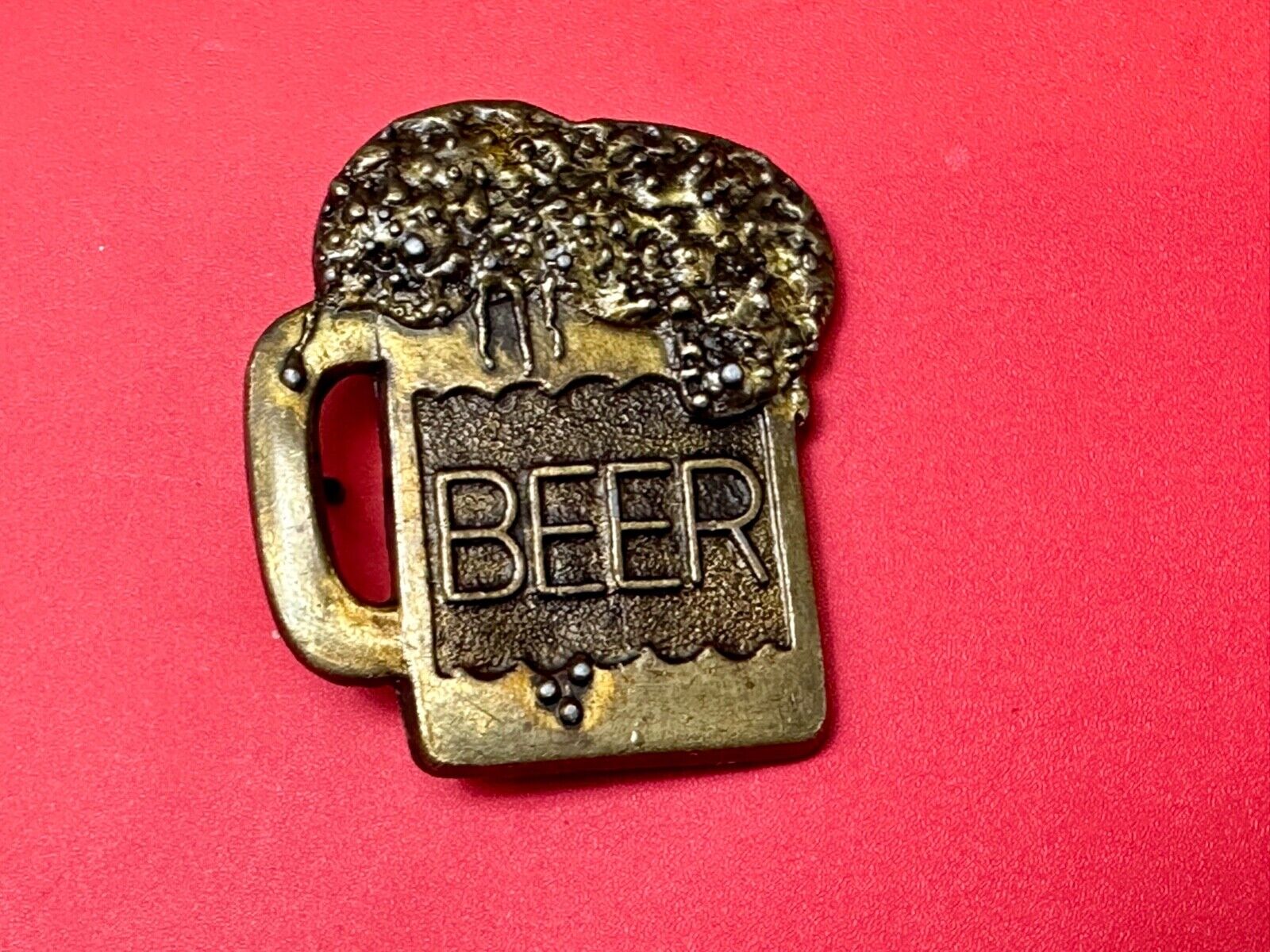 BEER mug - Suds flowing over Vintage cutout shaped belt buckle