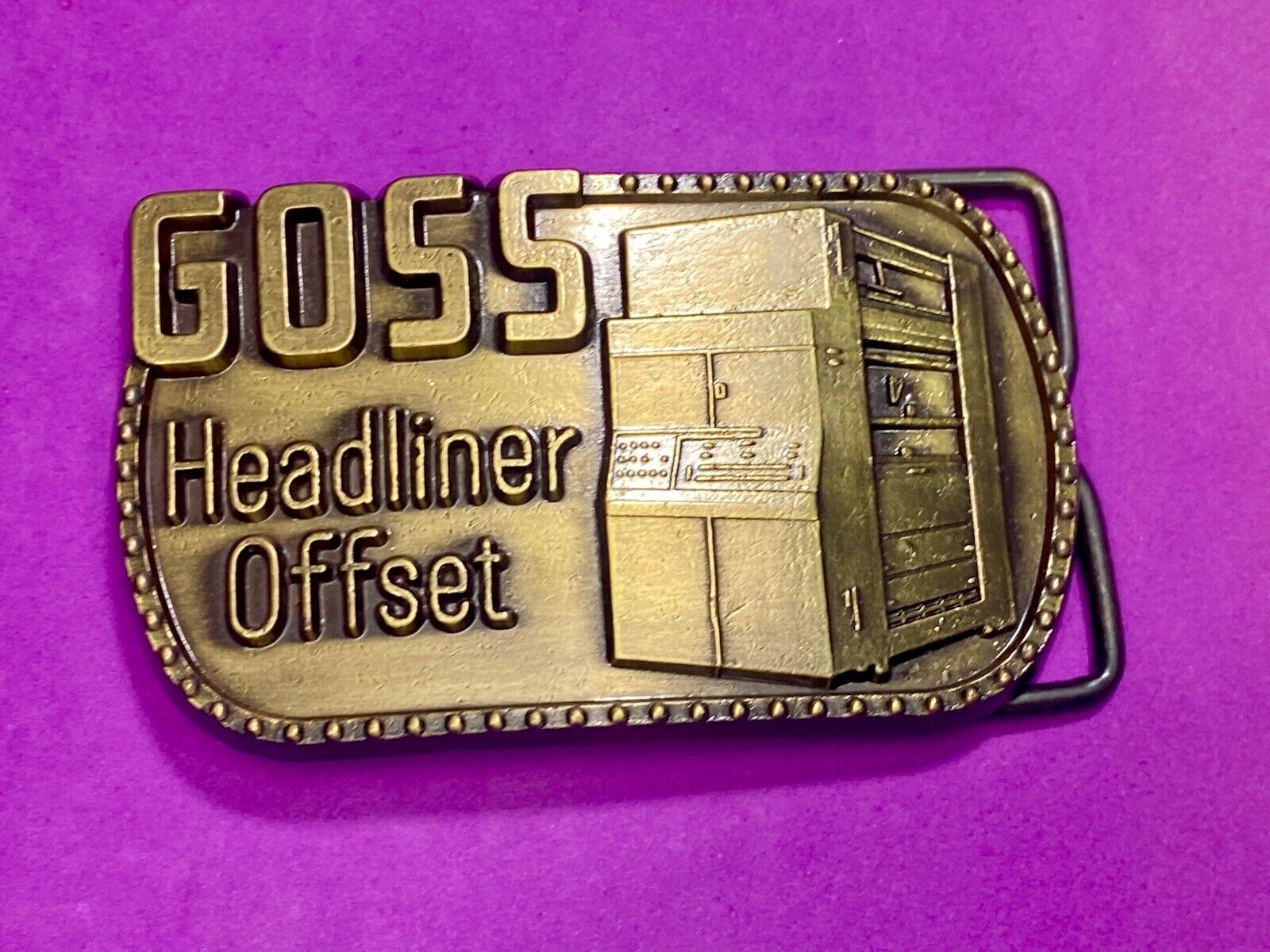 Vintage 1970S **Goss Headliner Offset** Advertisement Belt Buckle