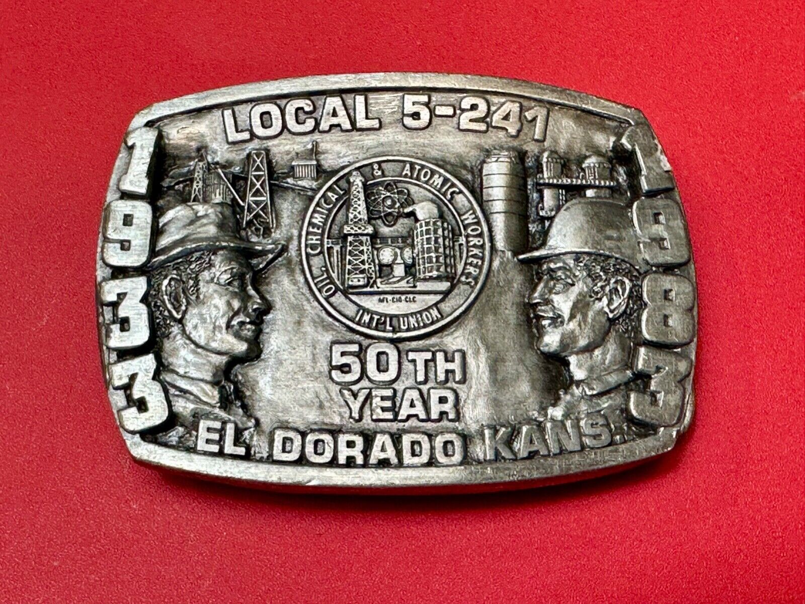 Vintage  1983 El Dorado Kansas Local union 5 241 50th yr celebration belt buckle