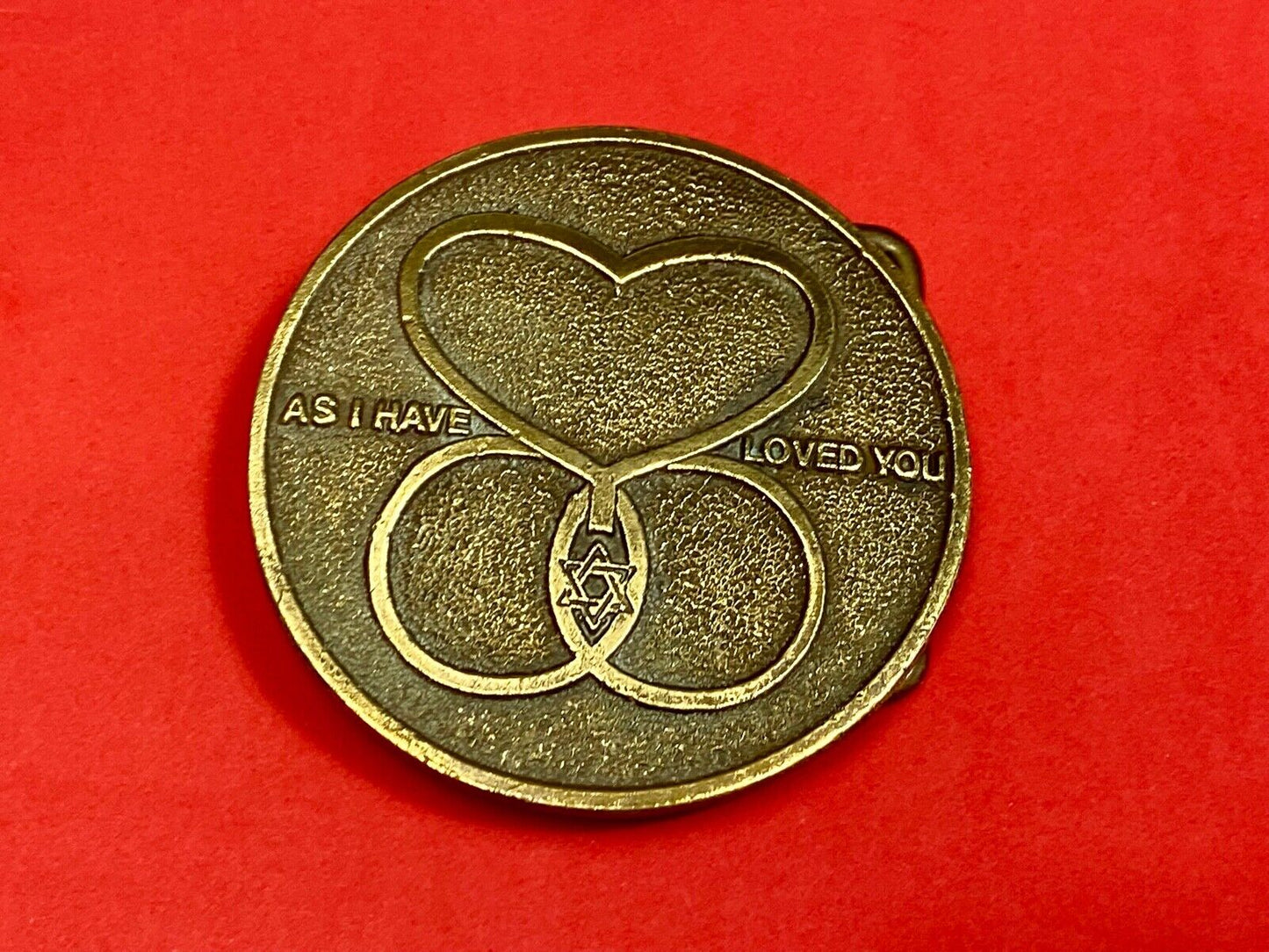 Vintage As I Have Loved You Heart Star Of David Belt Buckle