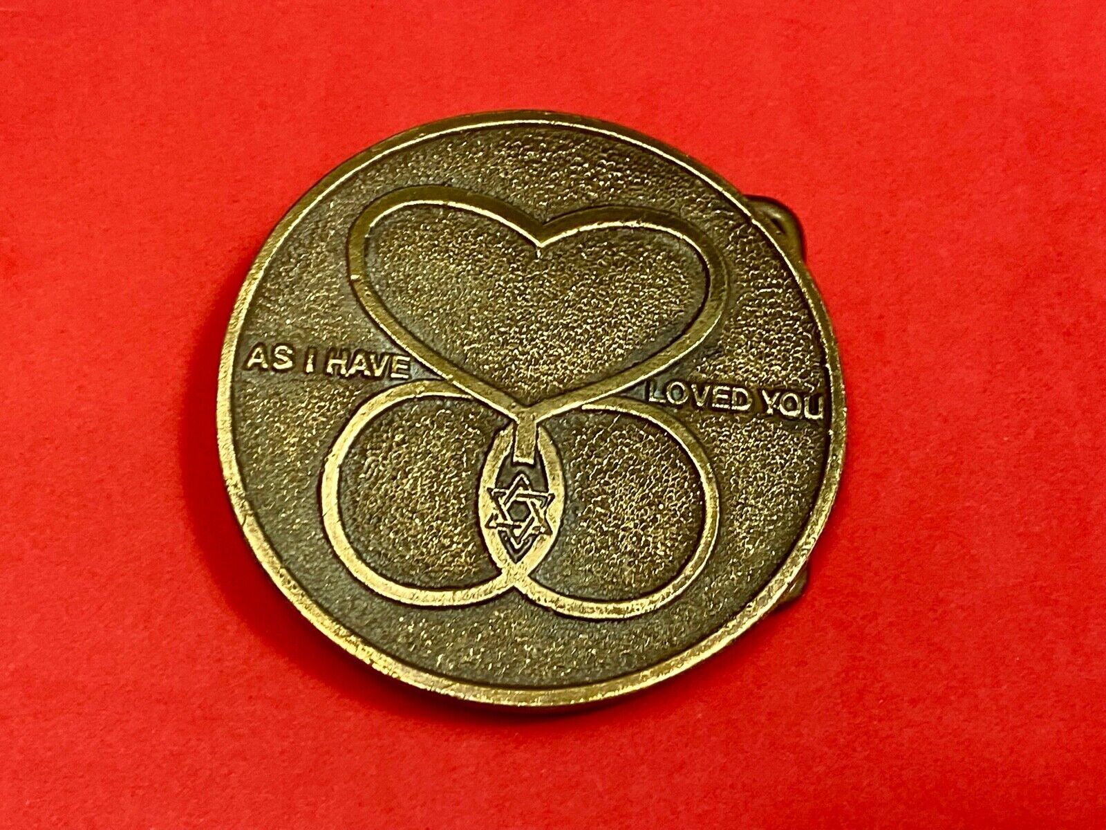 Vintage As I Have Loved You Heart Star Of David Belt Buckle