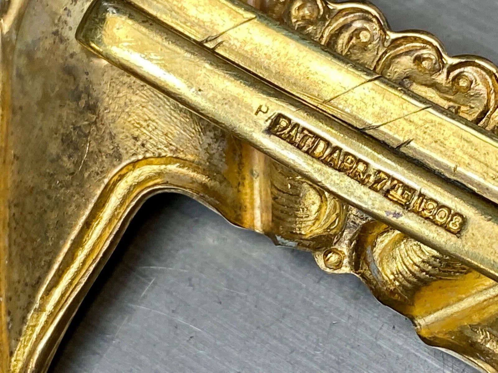 Antique Signed F.N. & Co Fishel Nessler Scarf Belt Slide buckle - AMAZING detail