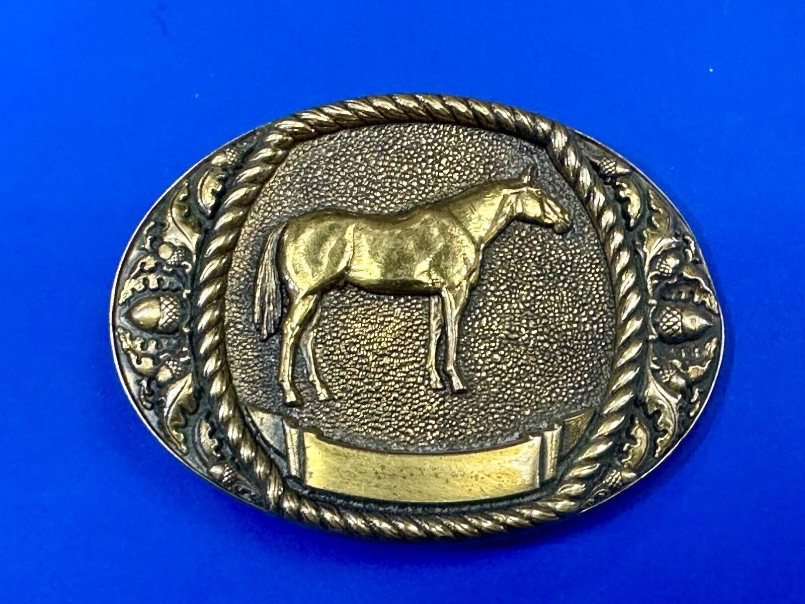 Trophy Award Style Standing HORSE Vintage belt buckle by Sunset brass