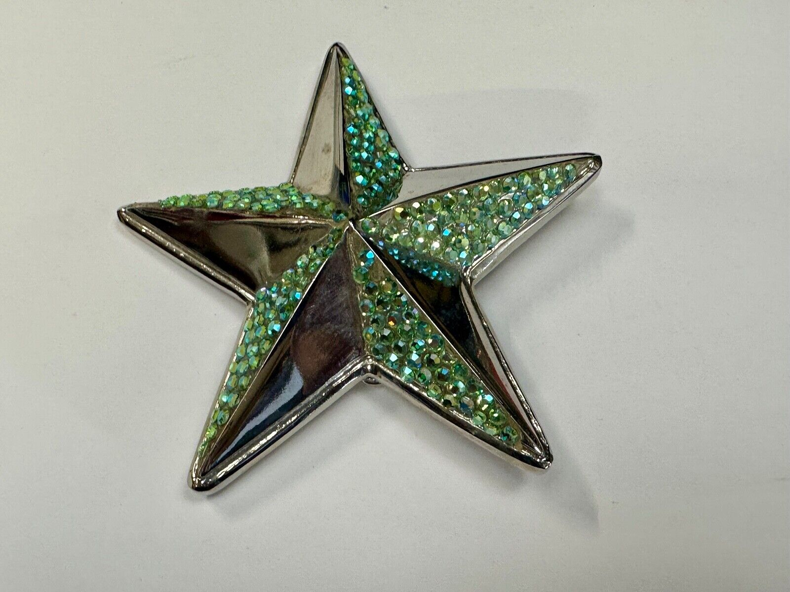 3D STAR dimensional vintage belt buckle by silver star -  missing rhinestone's