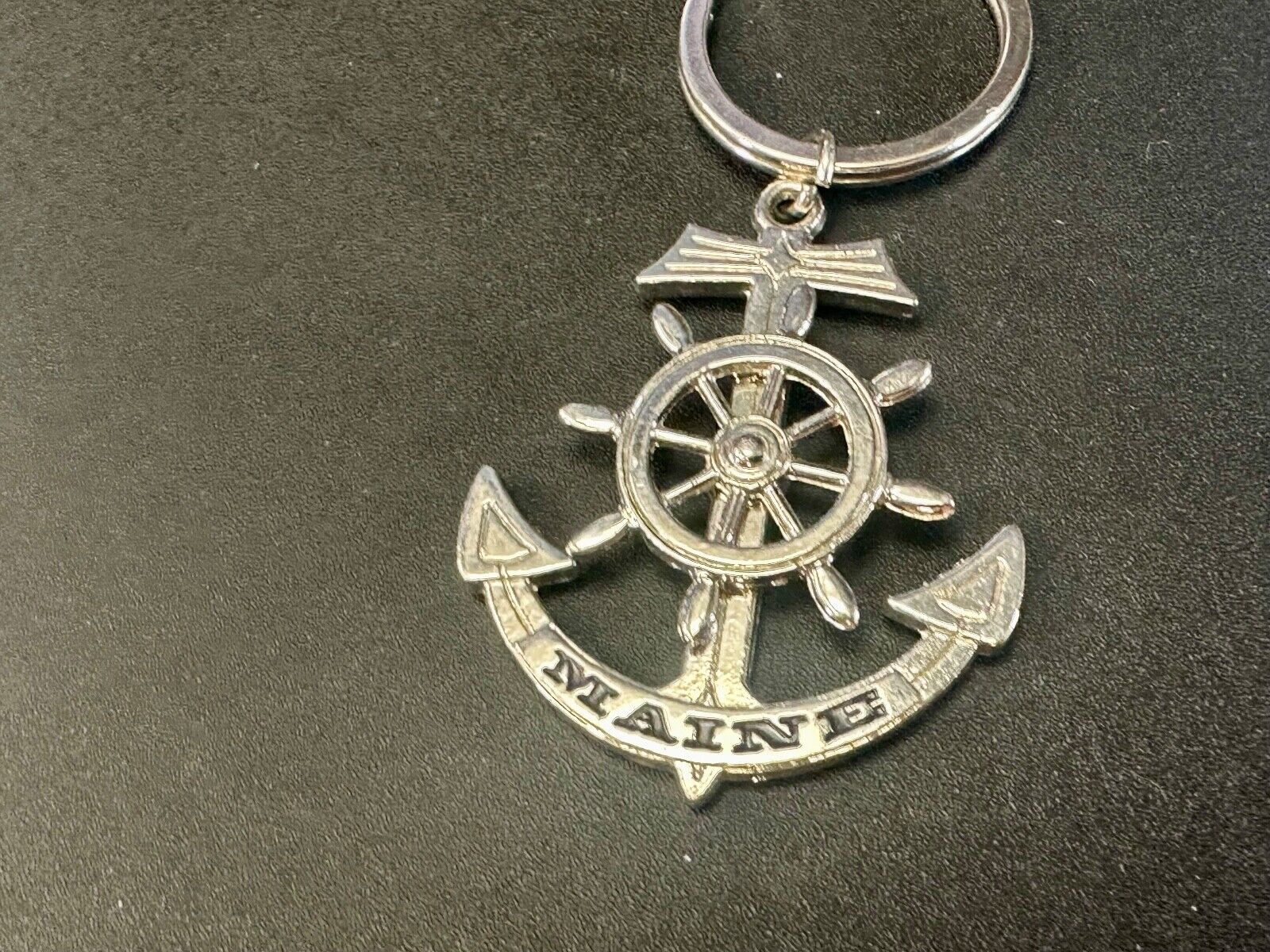 The great State of Maine Nautical Boat Anchor Wheel Keychain - Key Ring Chain