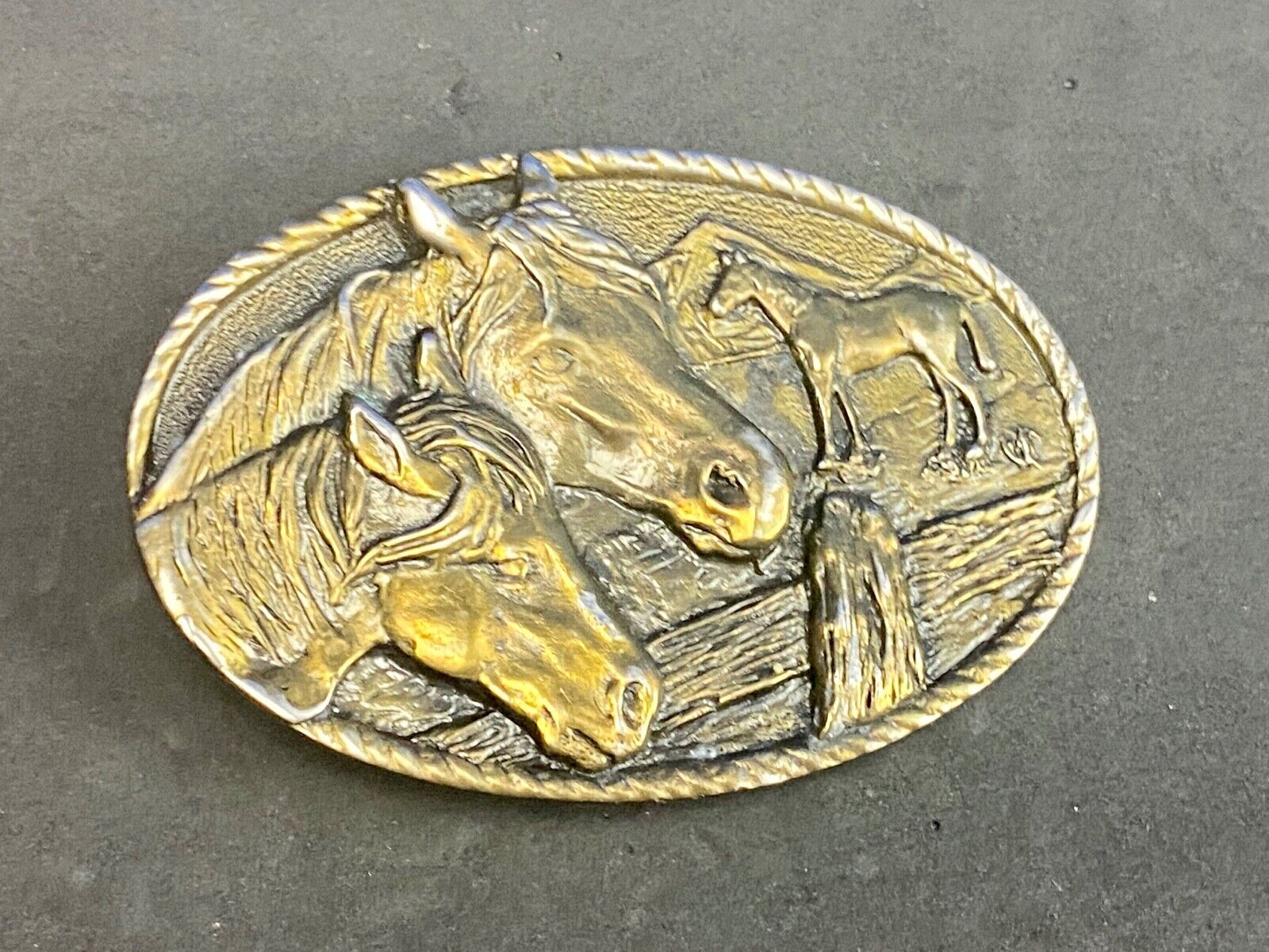 Tribute to the Horse - head, bust profile in western commemorative belt buckle 