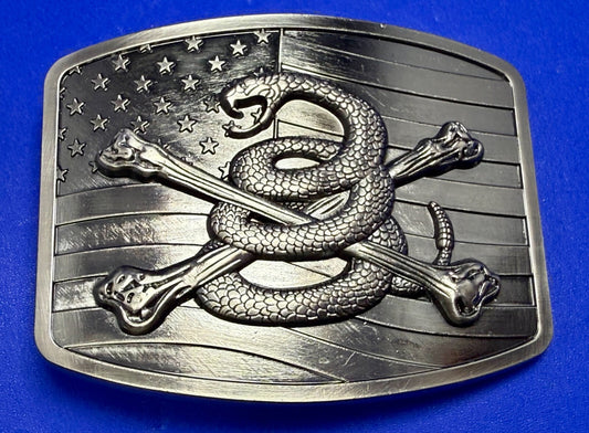 USMC Snake Crossbones Flag US Marine Corps Don't Tread on me Belt Buckle