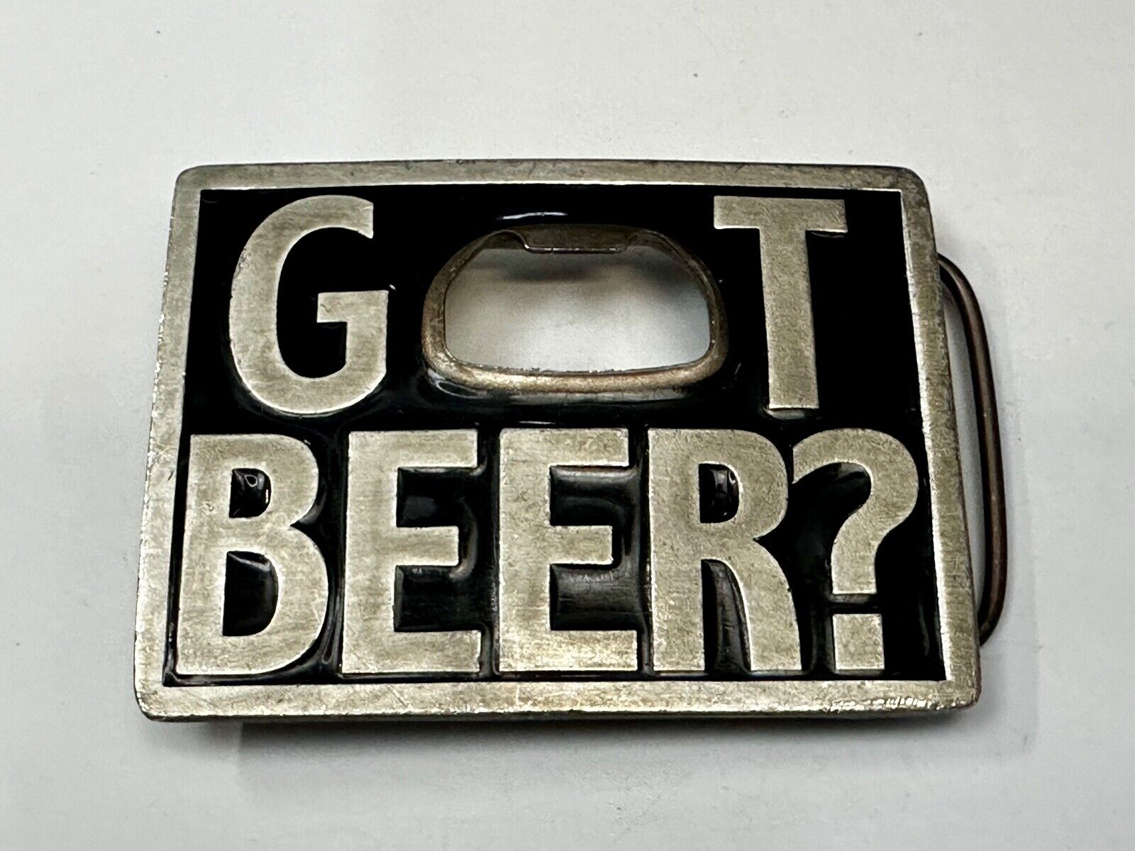 Vintage 1999 Bergamot "Got Beer?" Bottle Opener Belt Pewter Buckle Made in USA
