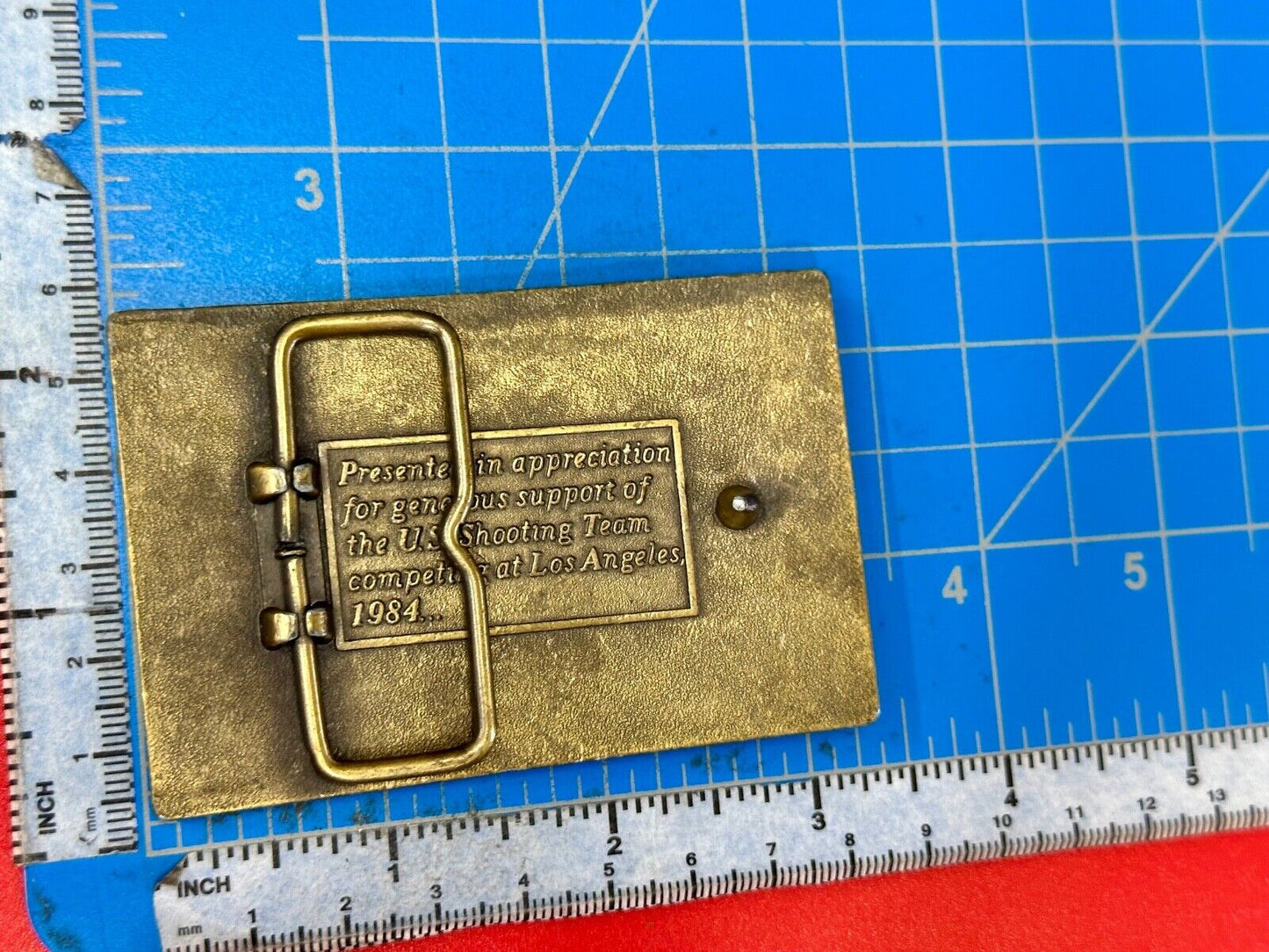 Aiming for Olympic Gold US shooting team 1984 belt buckle