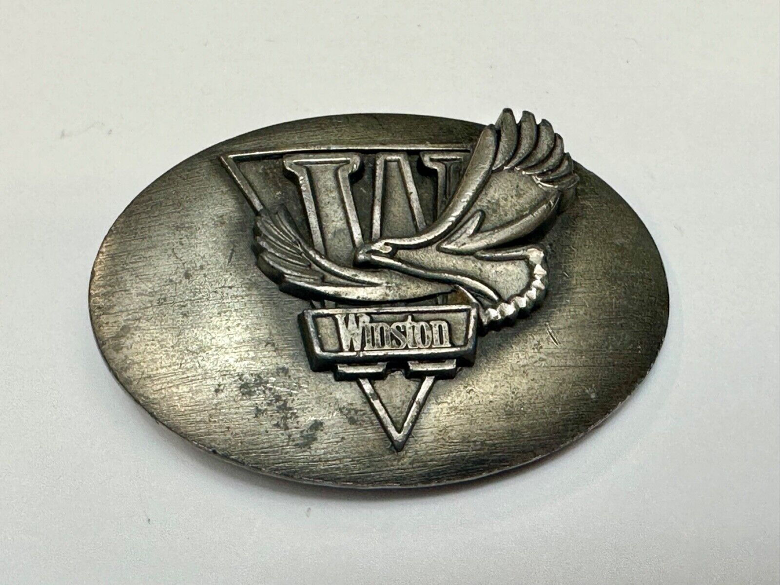 **WINSTON** CIGARETTES TOBACCO ADVERTISING VINTAGE 1970s PEWTER BELT BUCKLE