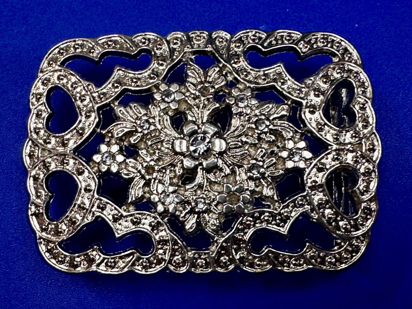Victorian Style Flower Heart See-Through Ladies Belt Buckle Missing Rhinestone's