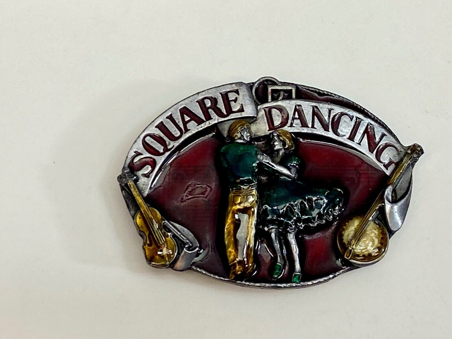 Vintage 1980'S Romantic Couple Square Dancing Music Belt Buckle By Siskiyou 