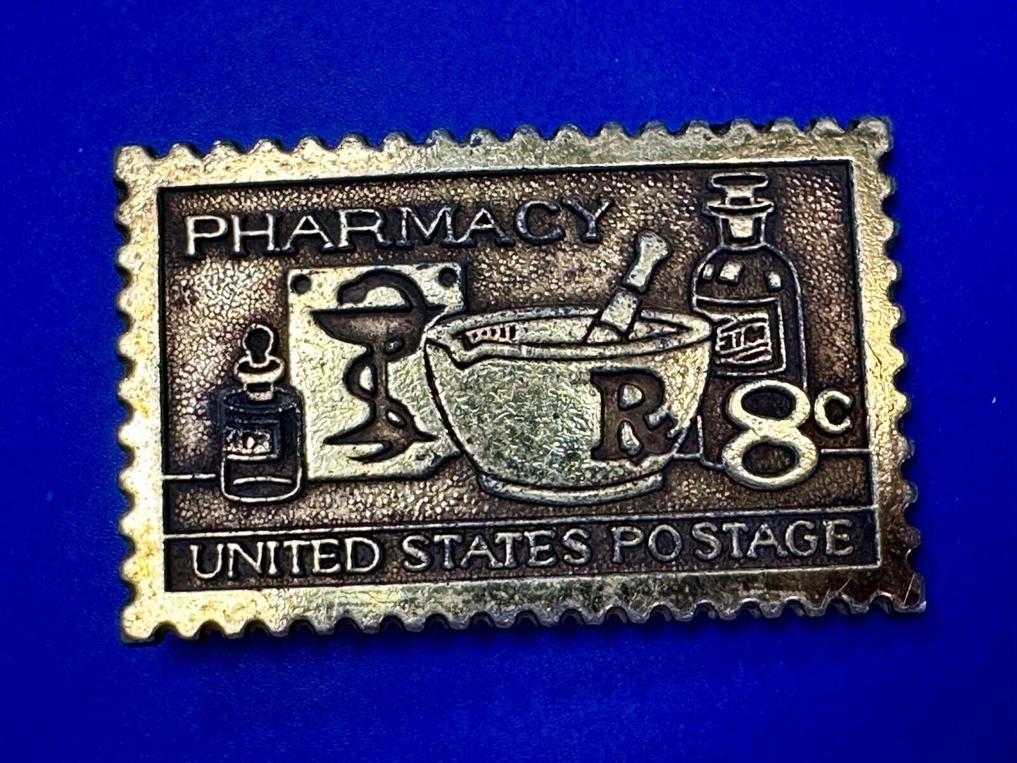 United States Postage Stamp Pharmacy Rx 8 Cent Pharmacist Belt Buckle