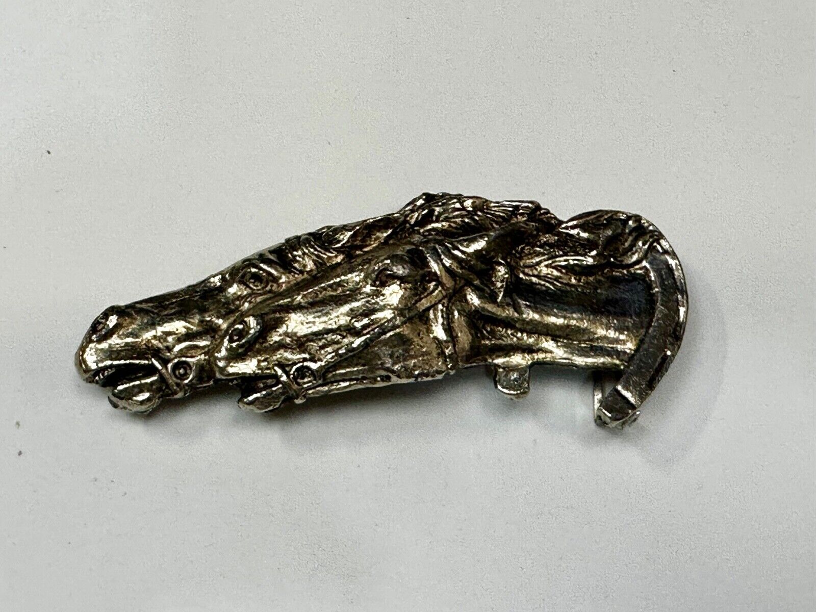 Two Horses Through Lucky Horseshoe Vintage Large Western Vintage Belt Buckle