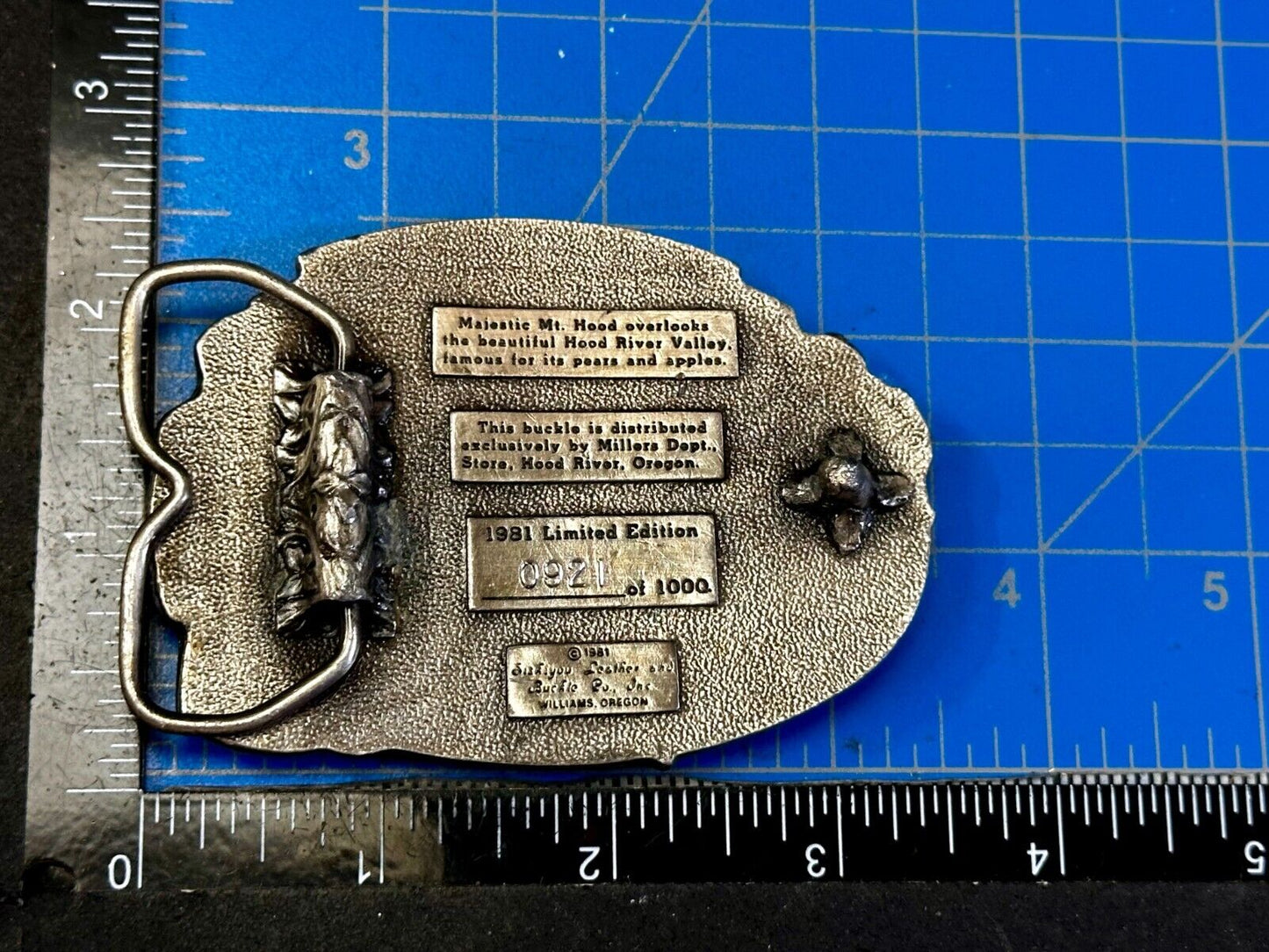 Mt. Hood River Valley Oregon Majestic Scenery Vtg 1981 Commemorative Belt Buckle