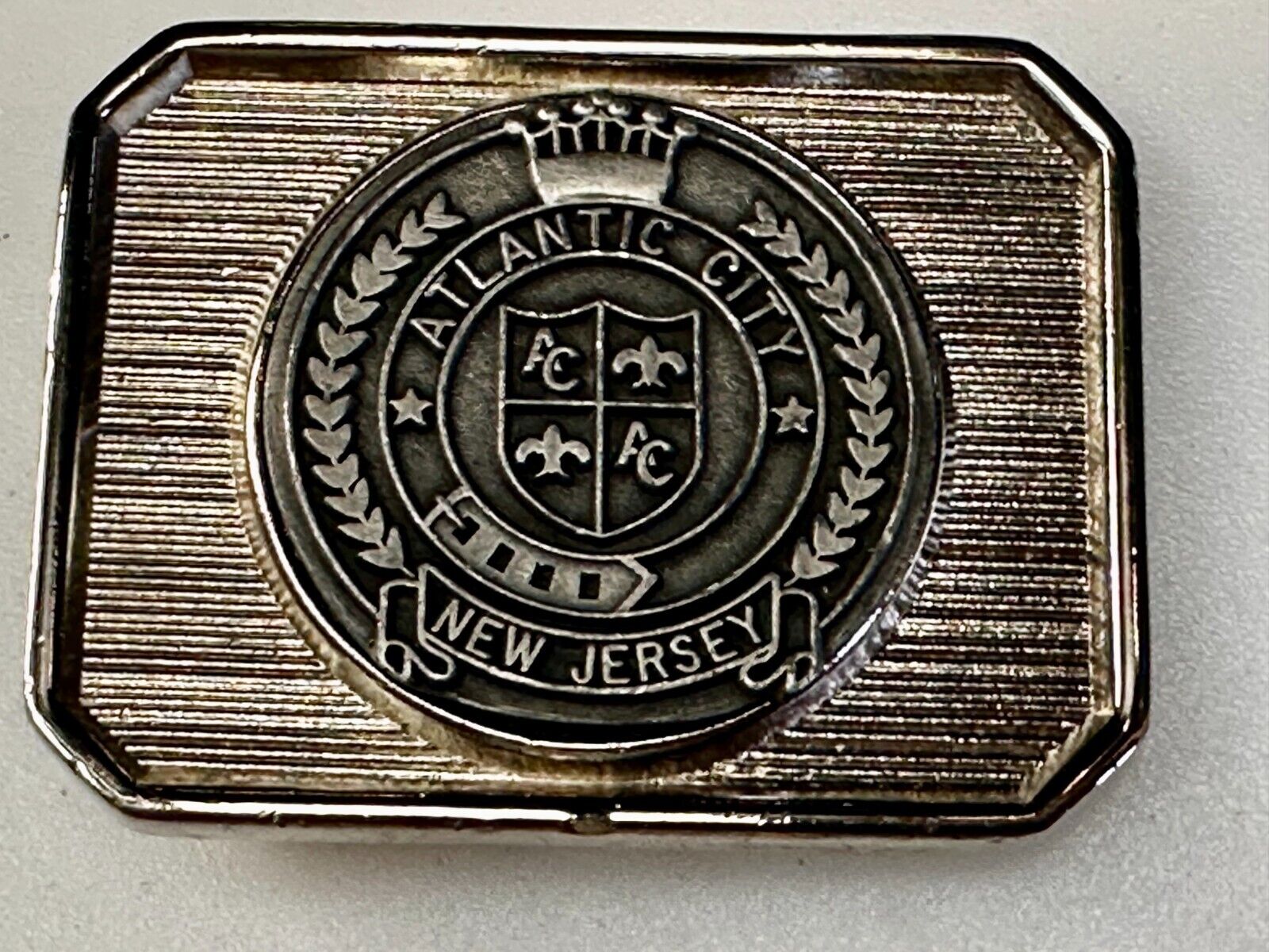 Atlantic City New Jersey State Seal Commemorative Belt Buckle Made in Usa