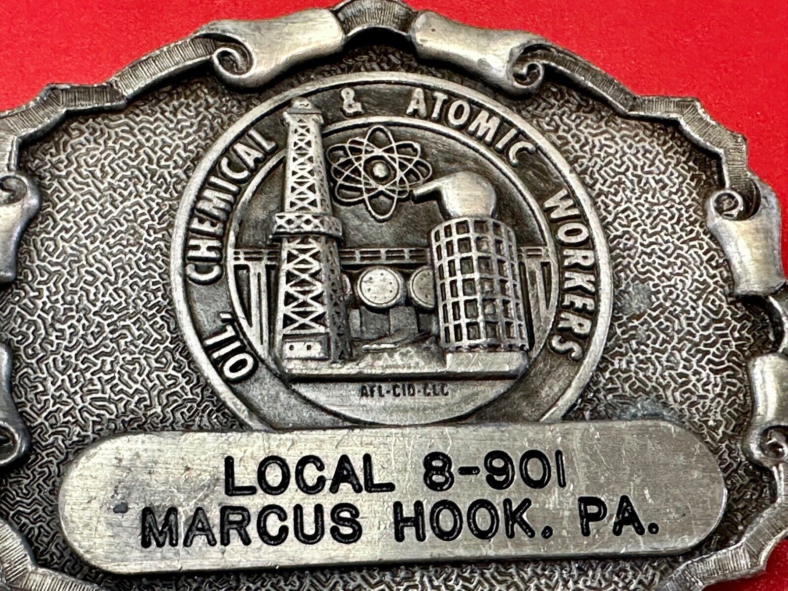 Union Oil Chemical Atomic Workers Local Marcus Hook PA  AFL-Cio belt buckle