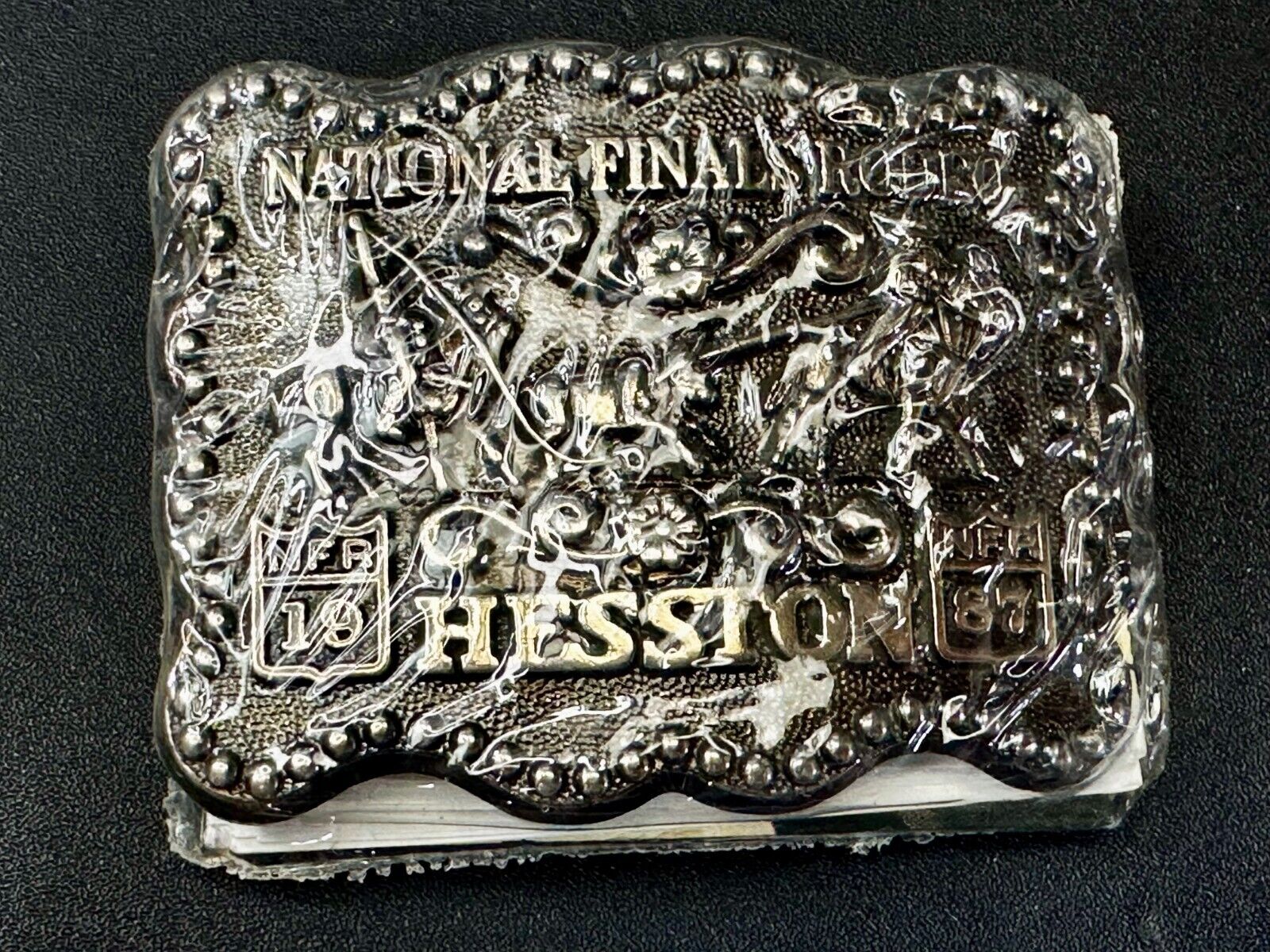 1987 Hesston National Finals Rodeo NFR Rodeo Cowboys NOS Western Belt Buckle