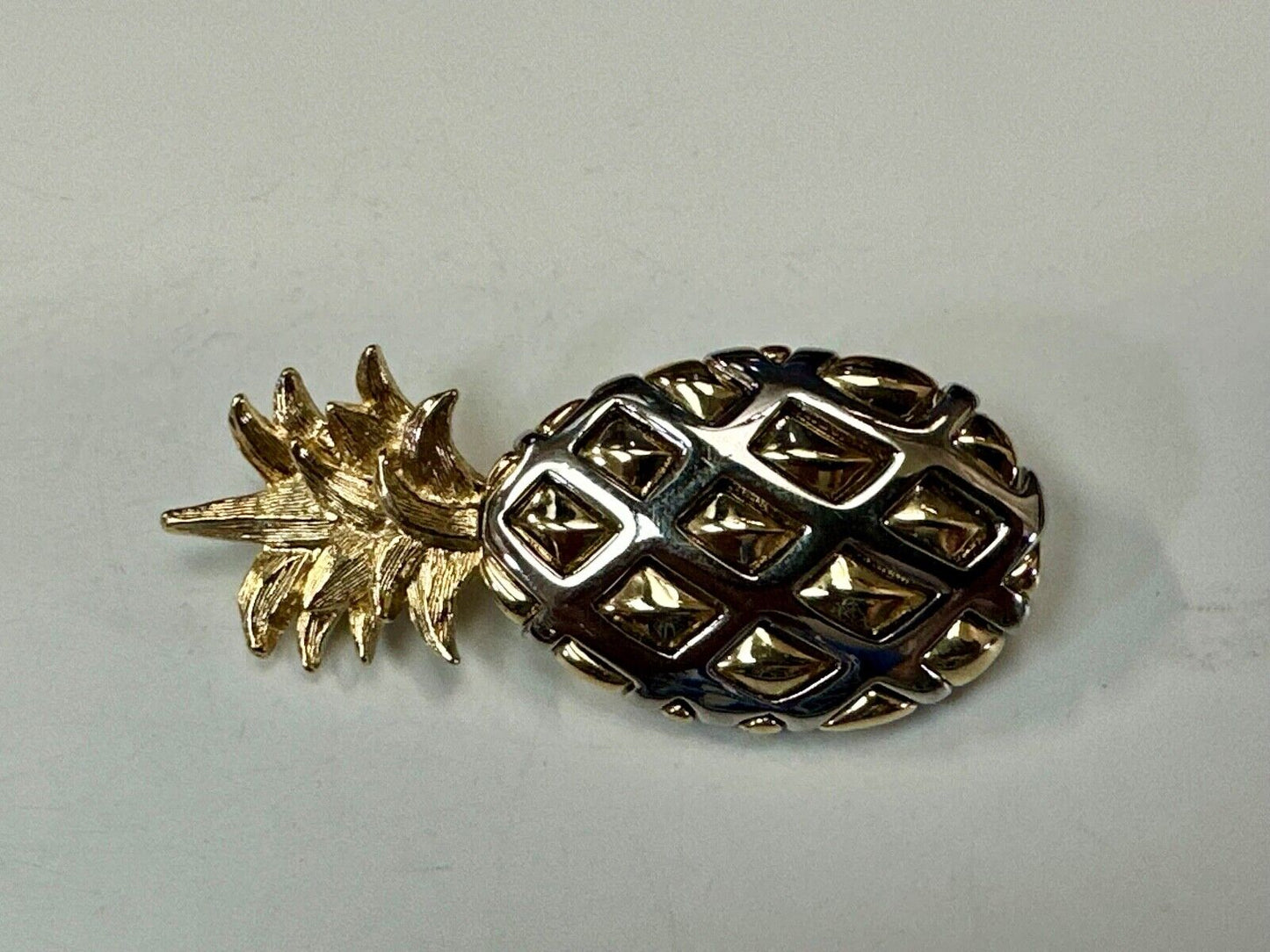 Vintage Jewelry Signed LC Silver & Gold Tone Pineapple