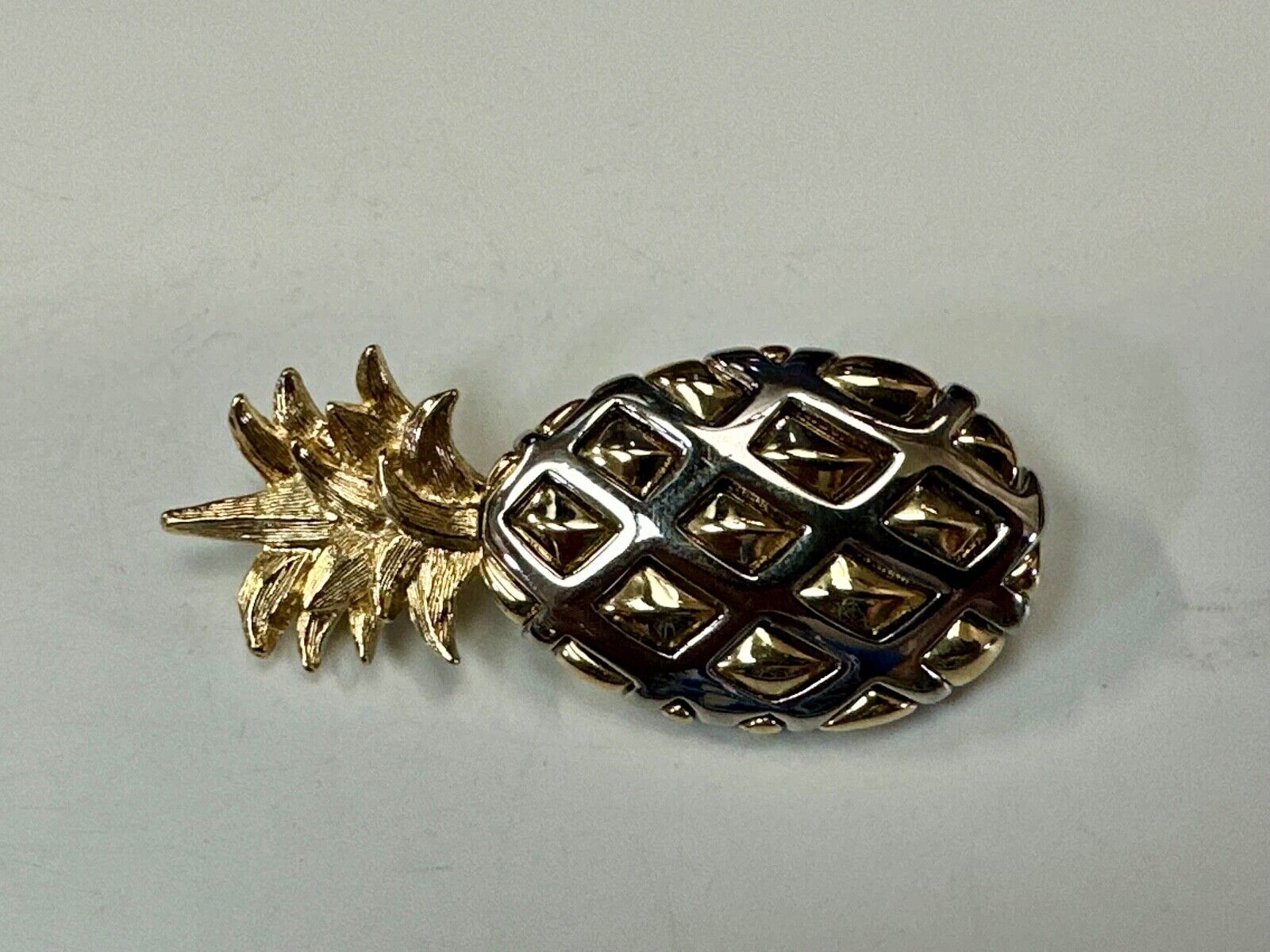 Vintage Jewelry Signed LC Silver & Gold Tone Pineapple
