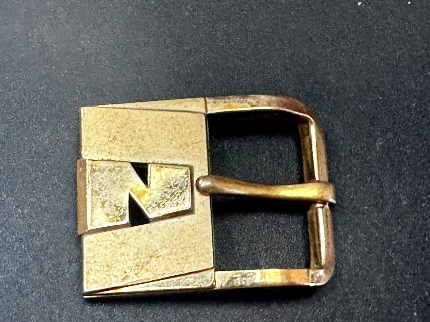 Vintage Letter N Initial Monogram Retro Gold tone Belt Buckle by Swank