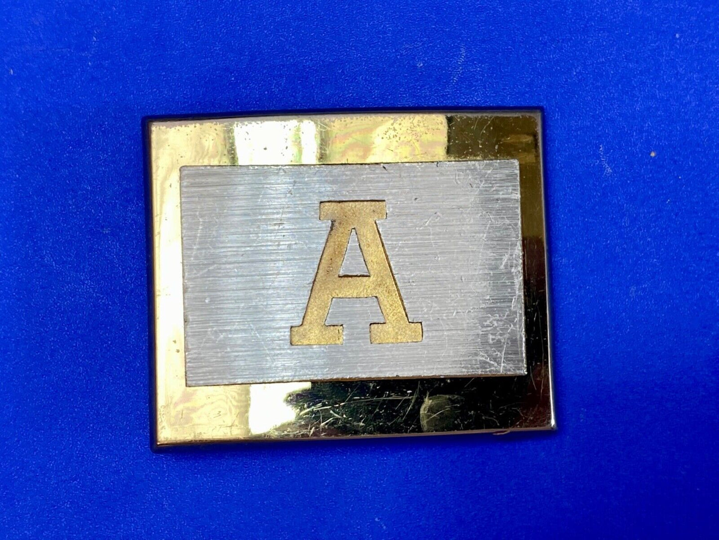 Vintage Dante Initial letter A two tone belt buckle