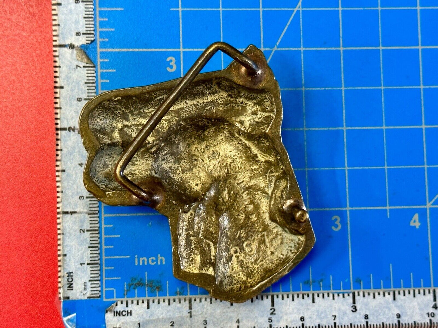 Two Horse Heads vintage solid brass cut out belt buckle - Taiwan Amazing Detail!