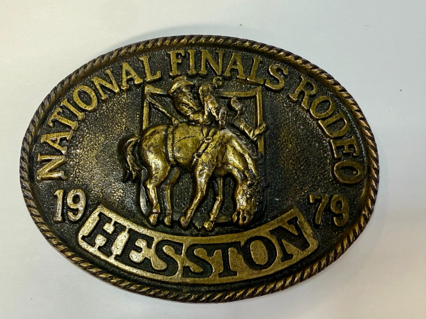 1979 Hesston NFR National Finals Rodeo Cowboys Western Vintage Belt Buckle