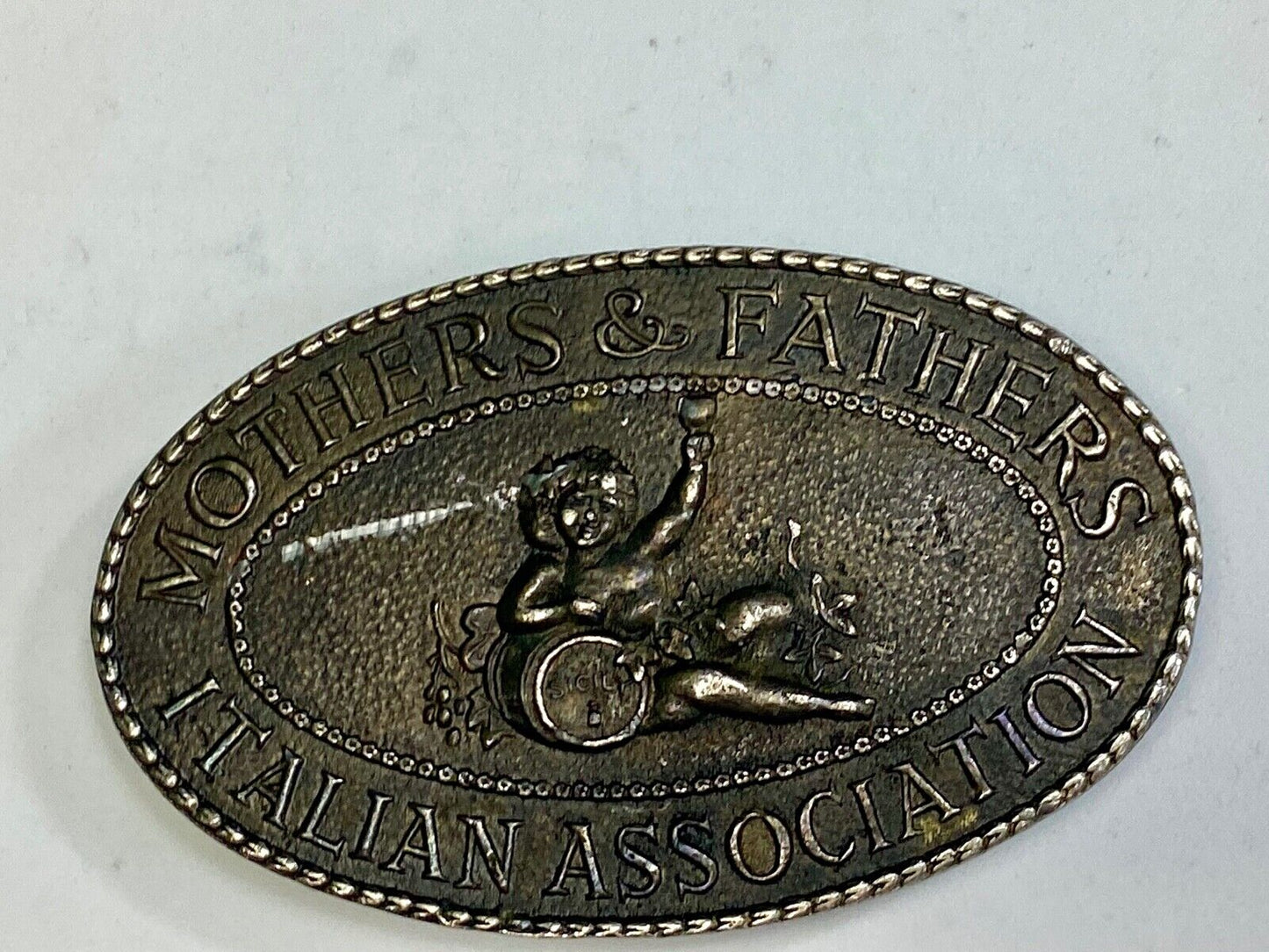 Vintage 1970's rare Belt Buckle Mother's & Father's Italian Association Sicily 