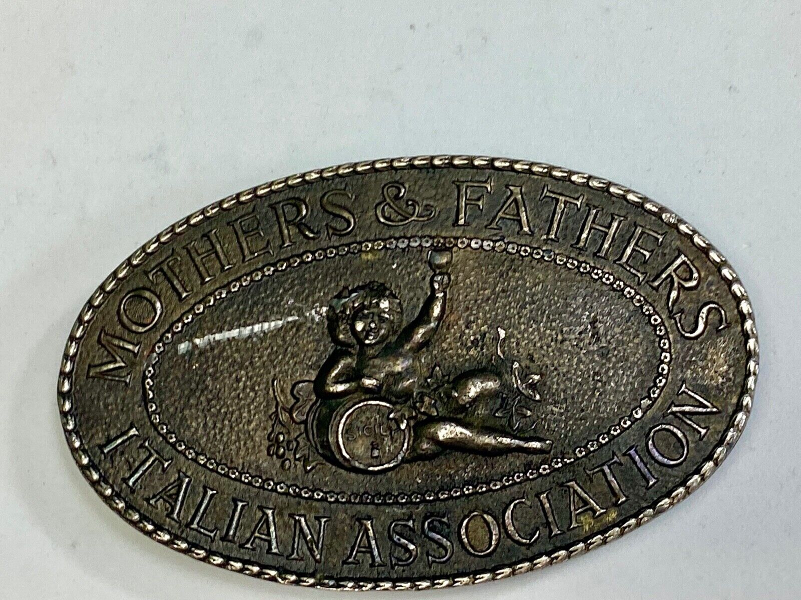 Vintage 1970's rare Belt Buckle Mother's & Father's Italian Association Sicily 