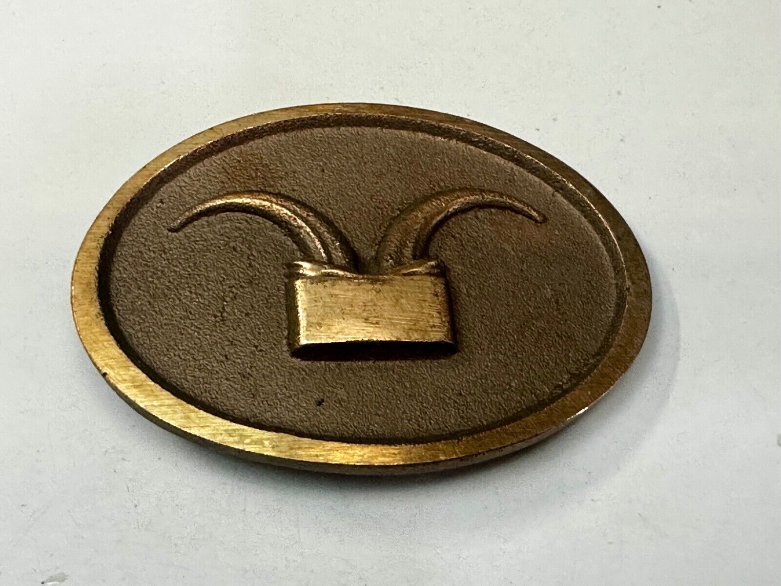 Abstract Ram Horn Ranch Symbol Vintage Western Oval Belt Buckle