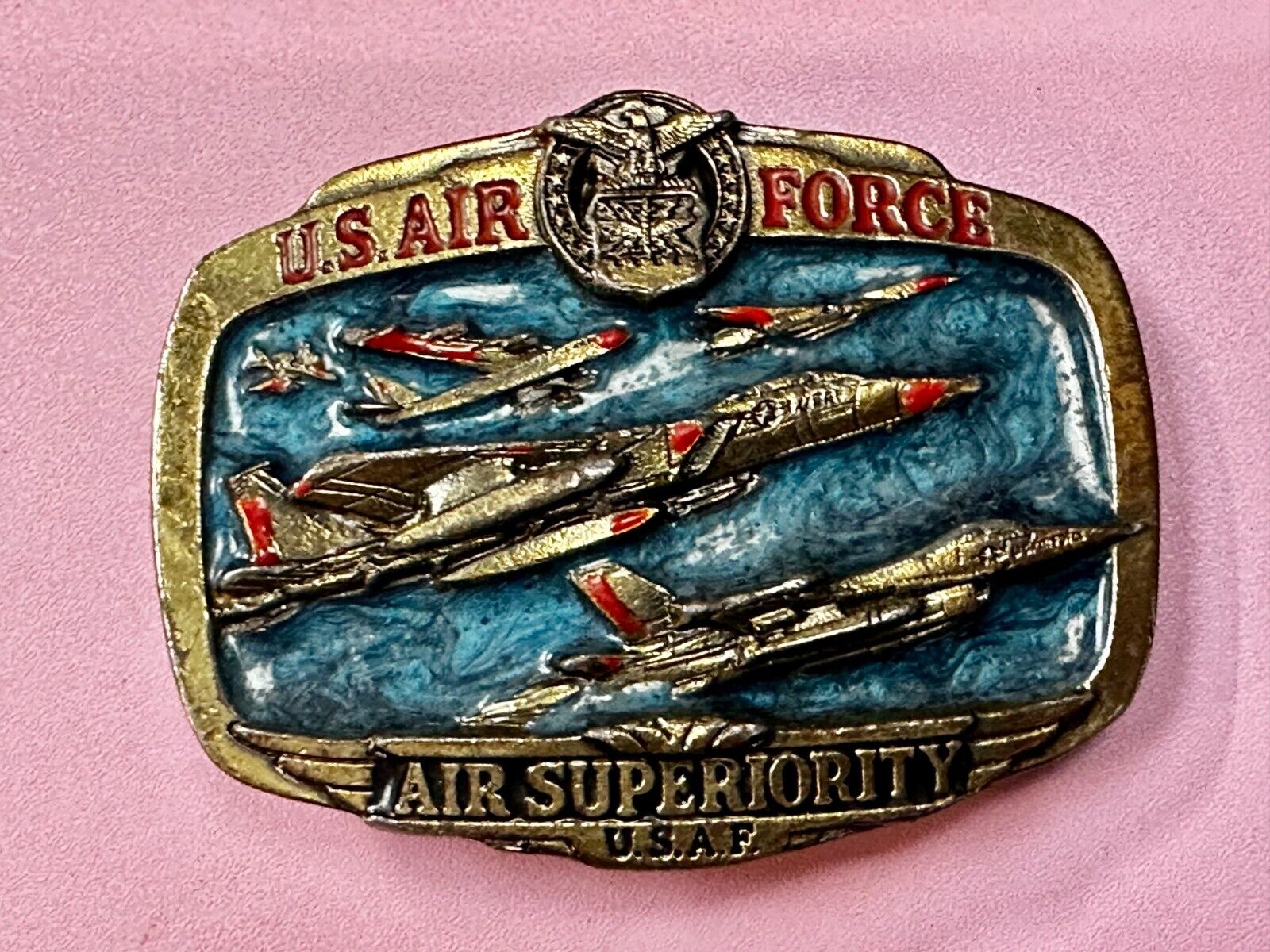 USAF Air Force Air Superiority Vintage 1989 The Great American Belt Buckle Co
