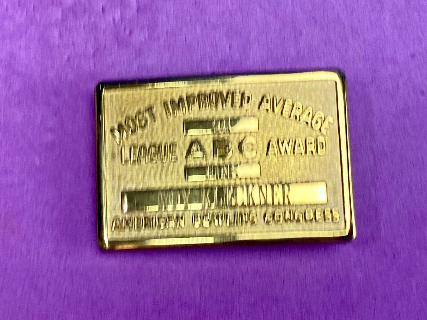 Vintage  AMERICAN BOWLING CONGRESS Most Improved ABC LEAGUE AWARD BELT BUCKLE