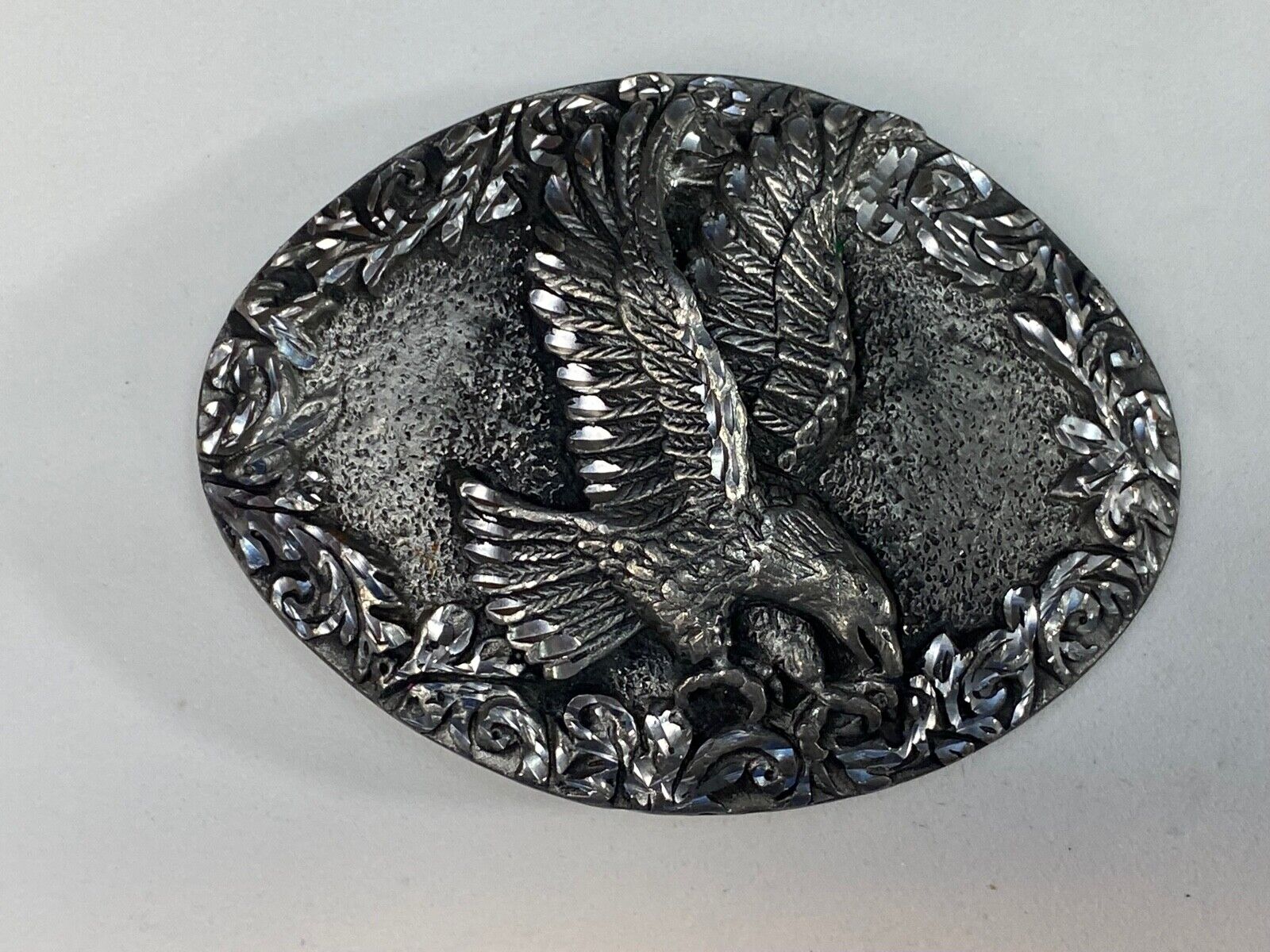 1993 Patriotic American Bald Eagle Western Diamond Cut Pewter Belt Buckle