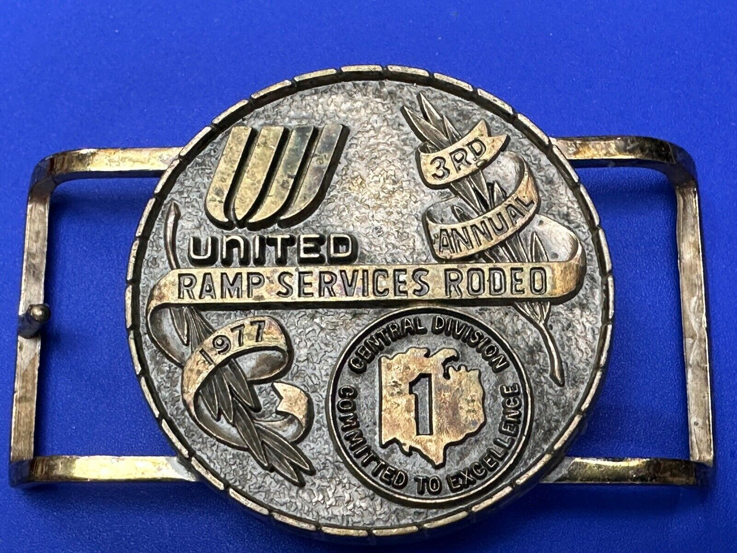 United Airlines Ramp Services Rodeo Central Division 3rd Annual 1977 Belt Buckle