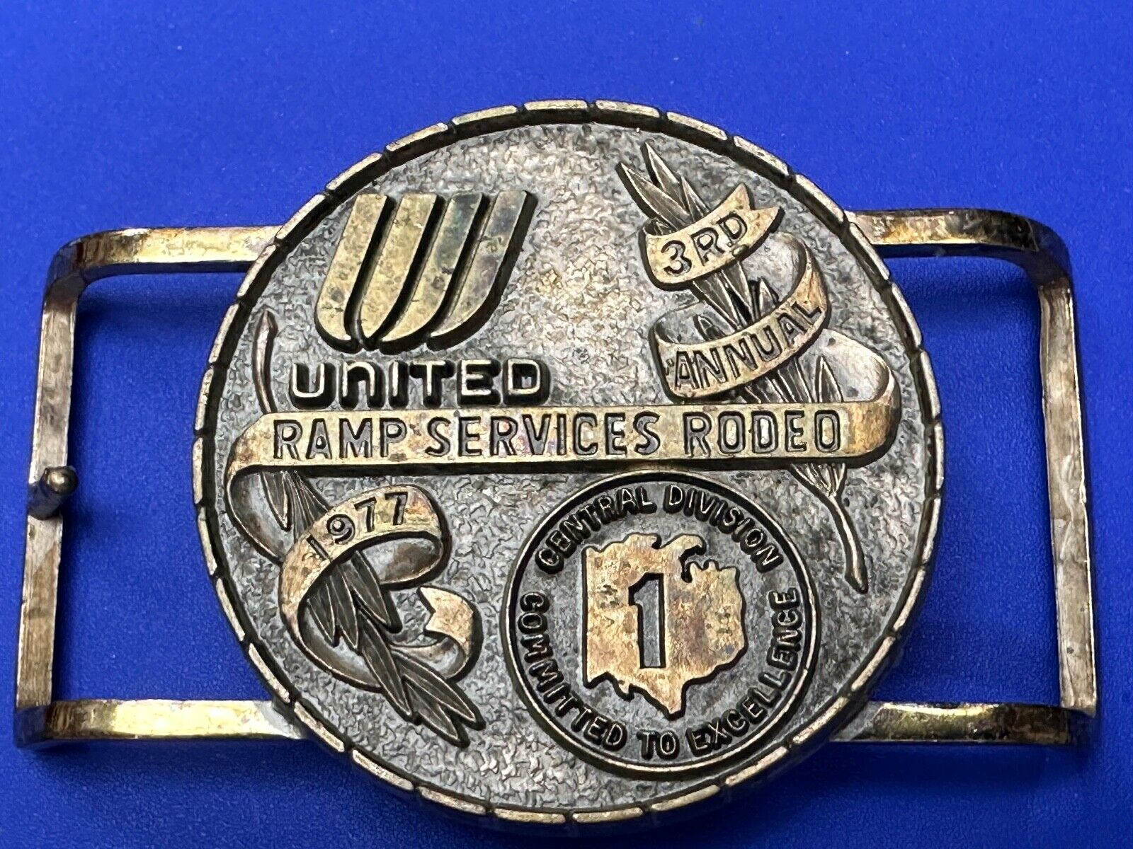 United Airlines Ramp Services Rodeo Central Division 3rd Annual 1977 Belt Buckle