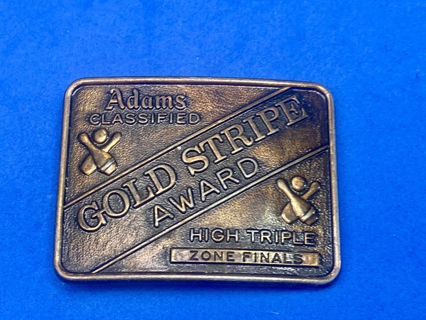 Adams Gold Stripe Bowling Award Belt Buckle Whiskey Co Zone Finals 