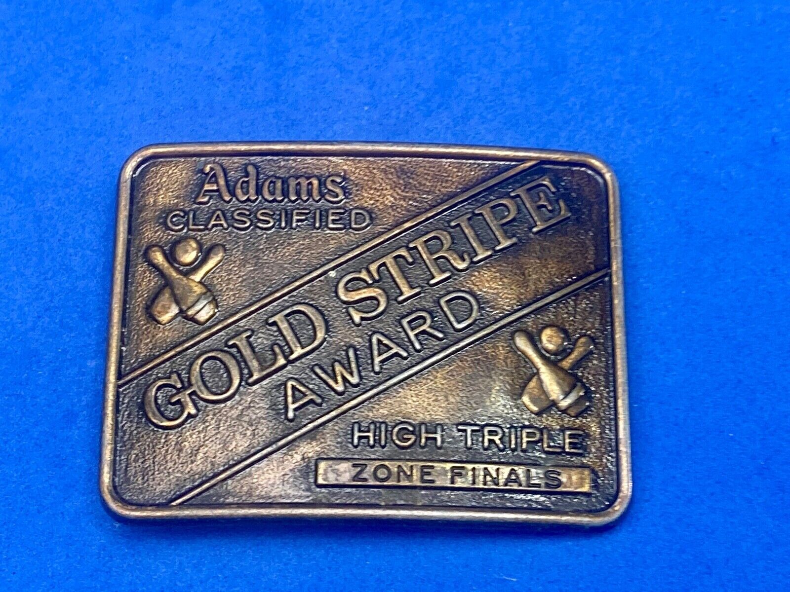 Adams Gold Stripe Bowling Award Belt Buckle Whiskey Co Zone Finals 