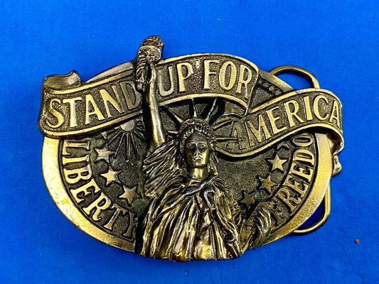 Vintage 1984- Stand Up For America Liberty Freedom - Great American Belt Buckle