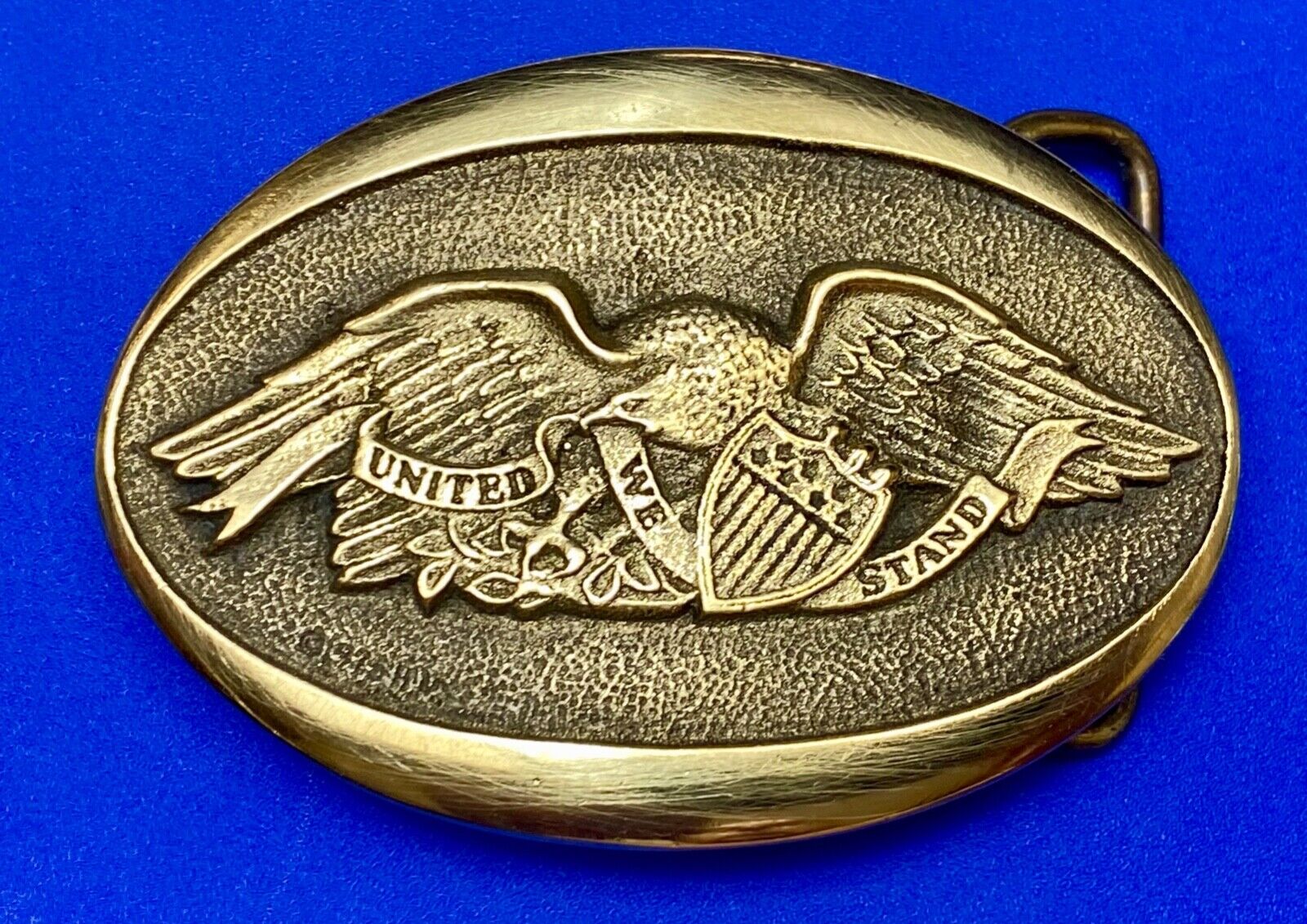 United we Stand - Patriotic American Eagle Solid brass Heritage Mint belt buckle