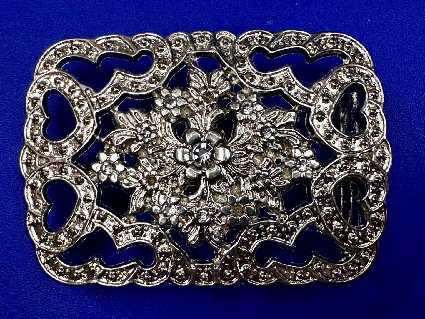 Victorian Style Flower Heart See-Through Ladies Belt Buckle Missing Rhinestone's