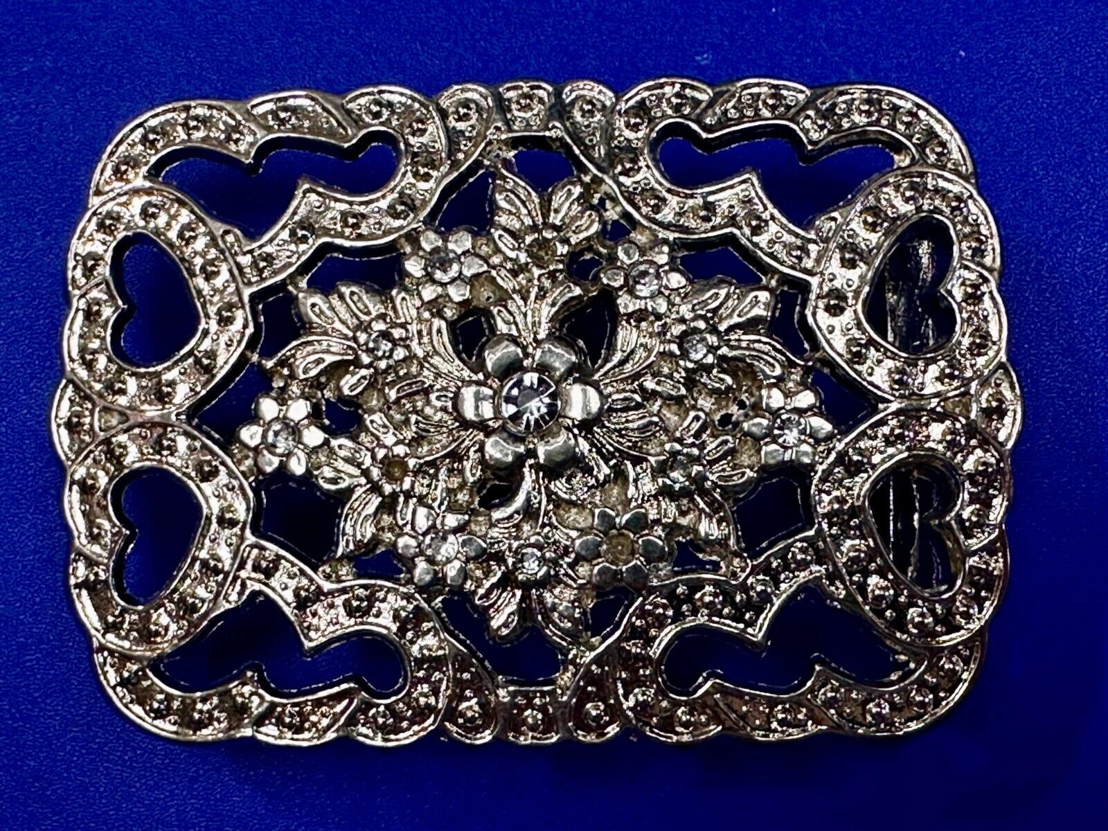 Victorian Style Flower Heart See-Through Ladies Belt Buckle Missing Rhinestone's