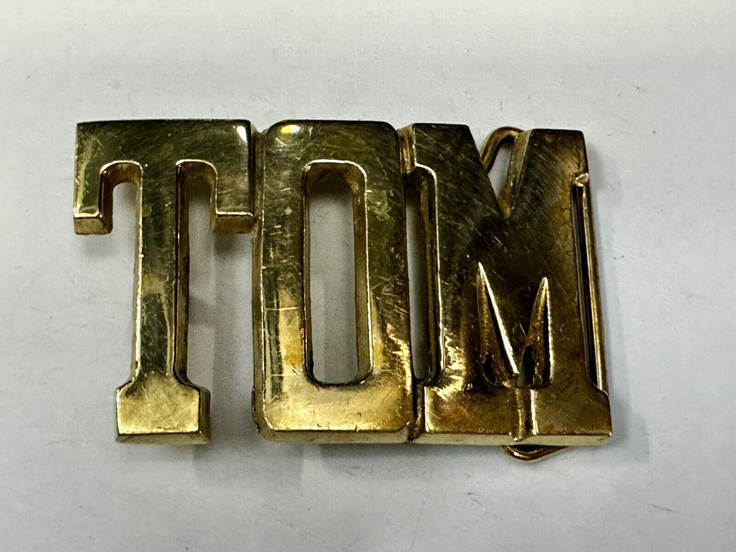 TOM - Custom Name cutout block letters Solid Brass Belt Buckle by Baron
