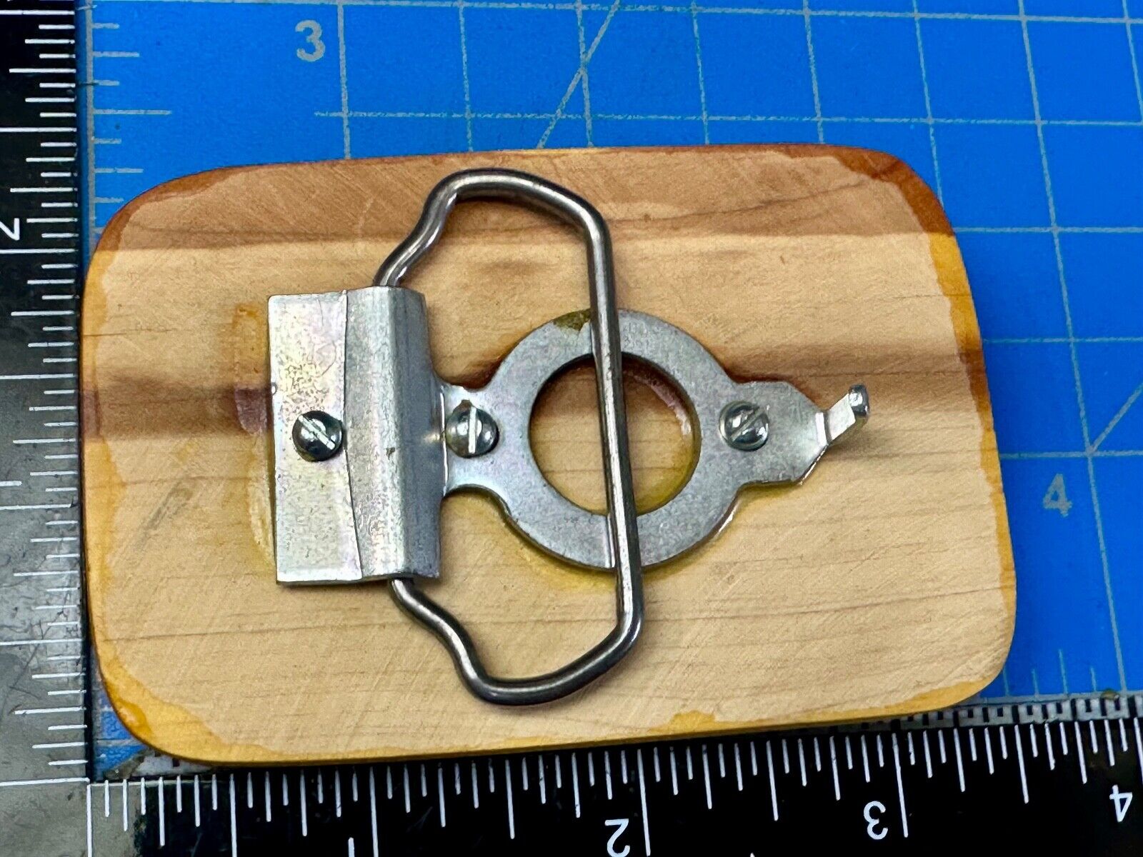 U.S.S Little Rock Combat Navy Ship Pin Custom Artisan Inlaid to Wood Belt Buckle
