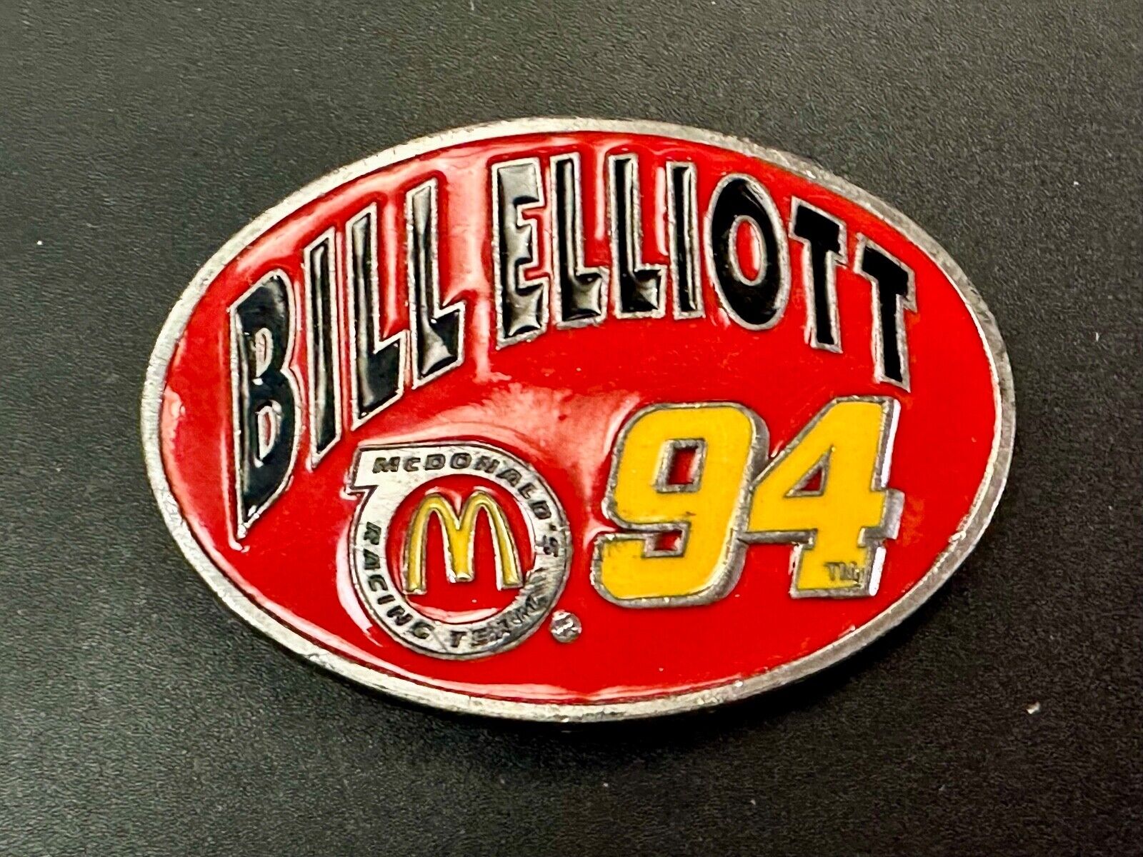 Bill Elliott #94 McDonald's car vintage Nascar race belt buckle N-28