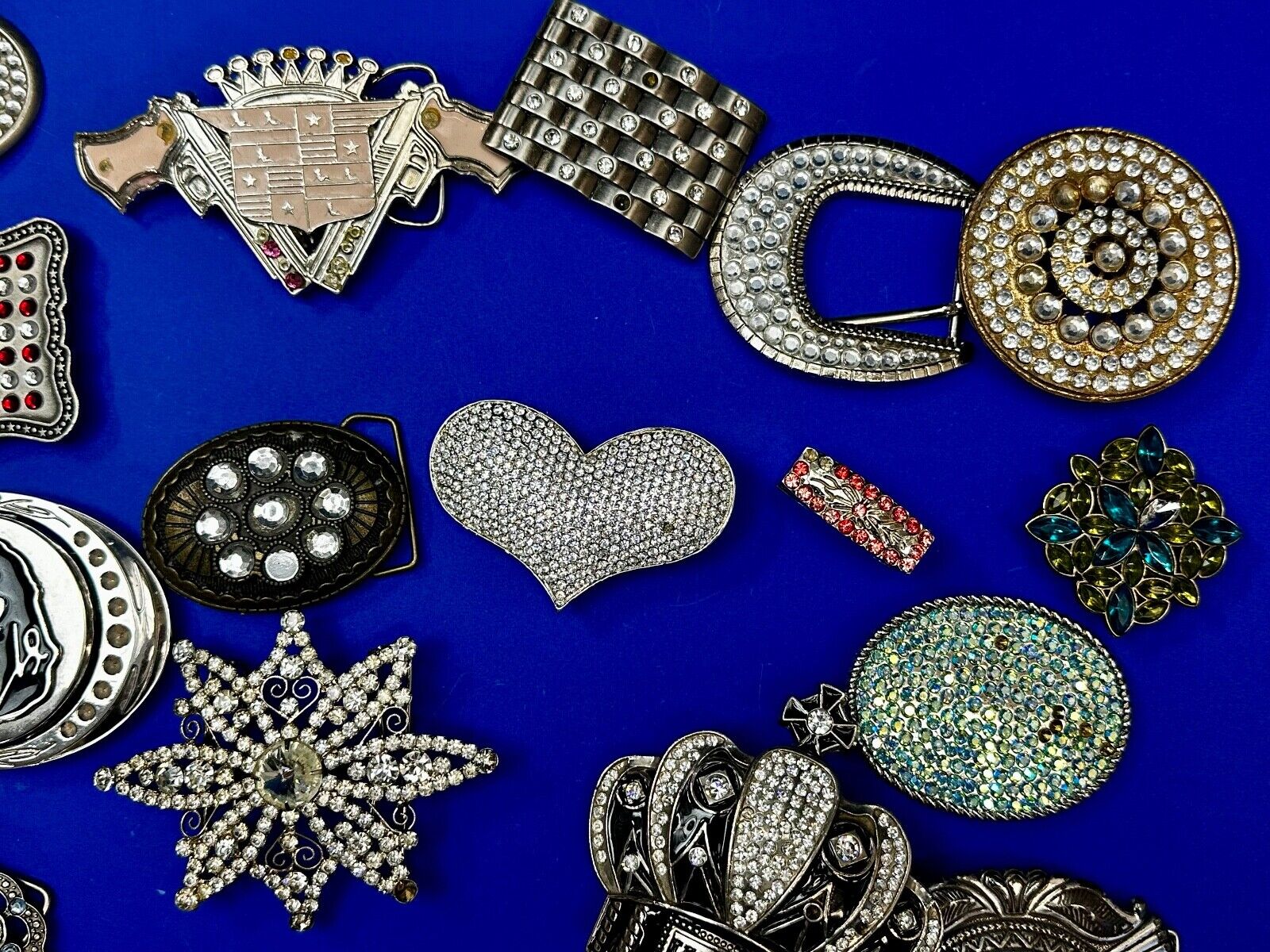 21 Bulk Lot Junk Drawer Grab Bag of REPAIR Belt Buckle - Missing Rhinestone's