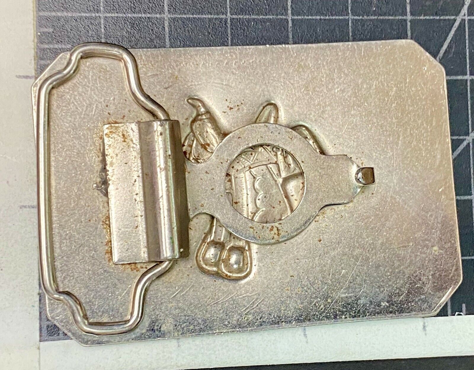 Vintage Horse Saddle Silver Tone Ornate Rectangular Belt Buckle