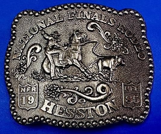 1985 Hesston NFR National Finals Rodeo Cowboys Western Belt Buckle